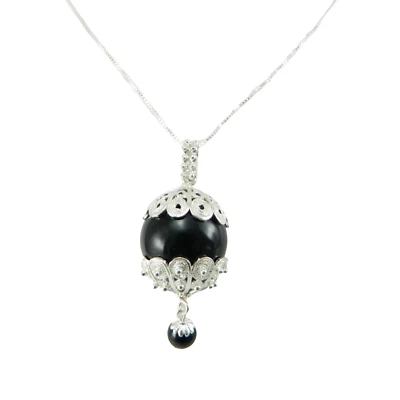 Halskette Su Coccu Silber Anhänger Onyx Glücksbringer Sardinien SCHMUCK SARDEGNA - Bild 1 von 2
