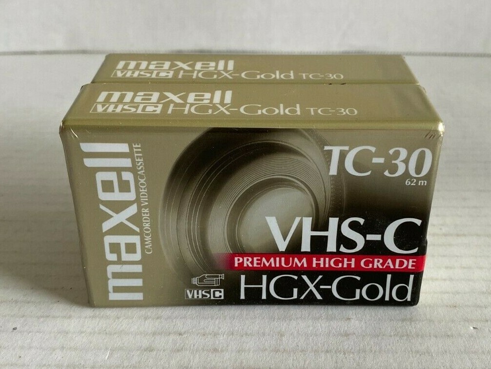 Maxell Camcorder Videocassette VHS-C HGX-Gold TC-30, Lot of 2, Brand New, Sealed-image