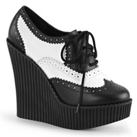 Demonia Creeper 307 Ladies Black White Wedge Platform Vegan Leather Brogue Shoes Demonia Creeper 307 Ladies Black White Wedge Platform Vegan Leather Brogue Shoes