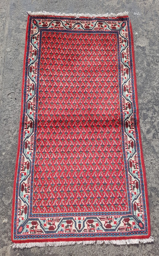 Vintage Hand Made Traditional Rug Oriental Wool Multicolor Carpet 125x65 cm