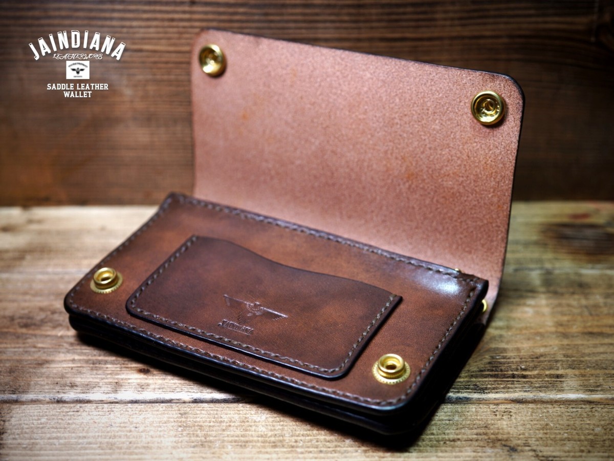 小物 Leather Tracker Wallet Bicolor Handmade Saddle Leathar Tracker Wallet / Hand Sewing Hand dyed/ Tochigi