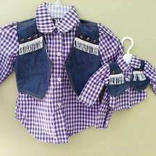 Girls sz 4-10 with 18" Doll Matching Western top set, fits American Girl