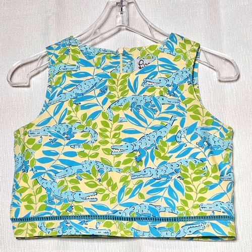 Lilly Pulitzer Mimosa Alligator Vintage Kids Cropped Pants & Top 2 Piece Set - Picture 3 of 13