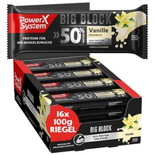 Protein Riegel Big Block Vanille 16 x 100g Mu...