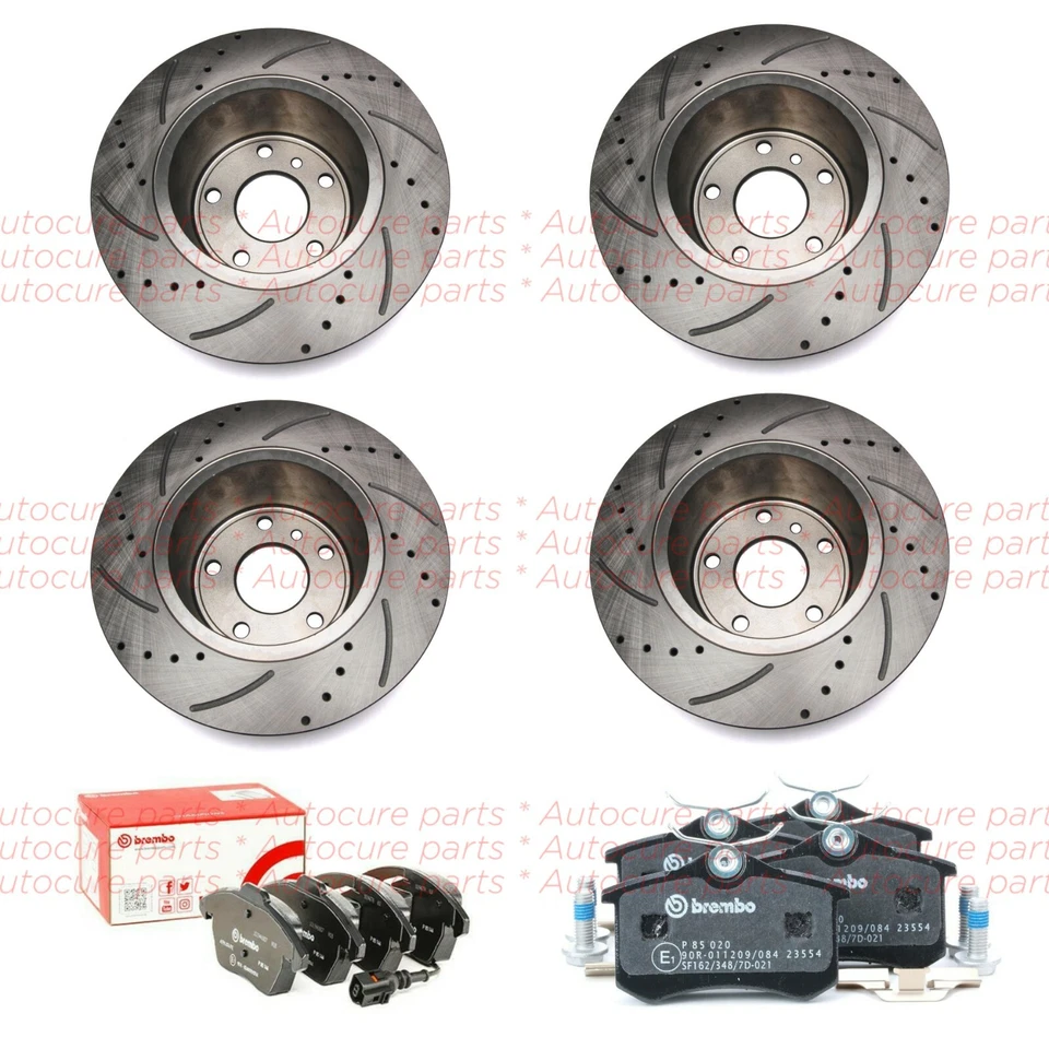 FOR VW GOLF MK5 FSi TSi GTi TDi SDi FRONT REAR DRILLED BRAKE DISCS + BREMBO PAD - Image 2 of 2