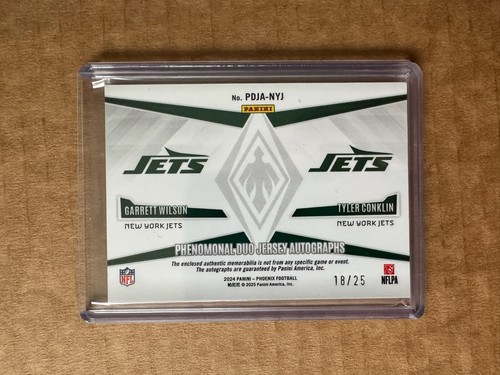 2024 Phoenix Football Dual Auto Jets Tyler Conklin Garrett Wilson 18/25 Jets - Picture 2 of 2