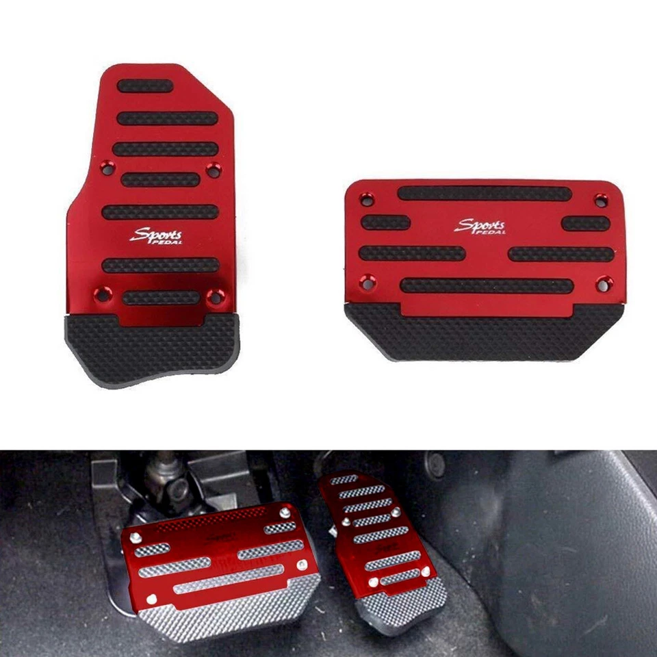 2x Cubierta de pedal de freno de pedal automático antideslizante rojo para accesorios de automóvil Foto 4 de 4