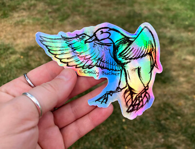 Mallard Duck Landing Holographic Vinyl Sticker Decal | Emily Bucher
