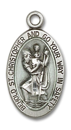 Sterling Silver Saint Christopher Catholic Medal Pendant Necklace 18" Chain Gift - Picture 2 of 3