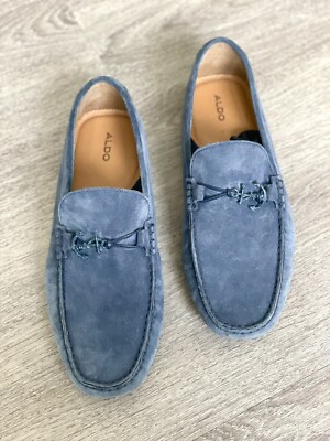 Aldo Blue Suede Anchor Loafers , Men display picture 3