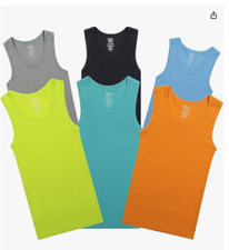 Buyless 6-Pack Boys Undershirts 9-10Y Scoop Neck Soft Cotton Tank Top Multicolor