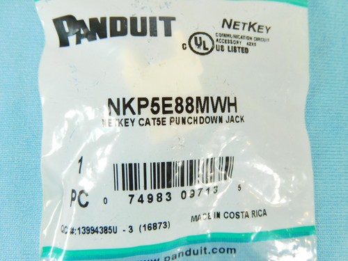 Panduit NKP5E88MWH NetKey Cat5e Punchdown Keystone Jack White - QUANTITY OF 2 - Afbeelding 2 van 3