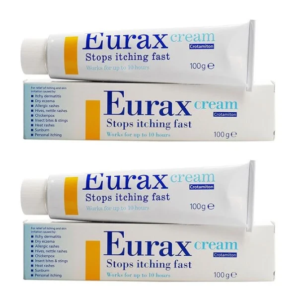 2x Eurax Cream - 100g - Stops Itching, Dry Eczema, Allergies, Chickenpox