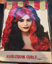 Spirit Halloween Harlequin Curls Wig red black long hair halloween cosplay