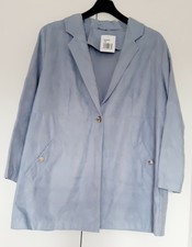 Freemans Ladies Light Blue Suede Look Long Jacket Coat Size 28 Bnwt