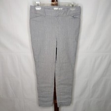 A New Day women's size 8 pants gray  white striped skinny zip stretch pockets