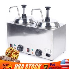 Commercial Hot Fudge Warmer Nacho Cheese Sauce Warmer w/ Pump Dispenser 1600W