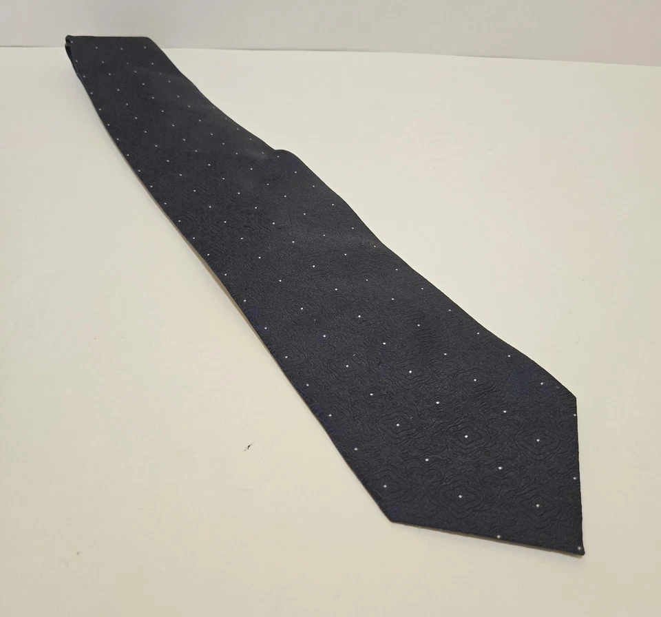 Hugo Boss 男式领带佩斯利深蓝色丝绸领带意大利 — 第 4/4 张图片