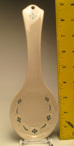 Longaberger Pottery Woven Traditions Green Spoon Rest made in USA