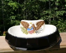 VTG Hand Crafted American Bald Eagle Harley Davidson Ceramic Ashtray
