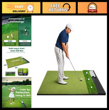 Dual Turf Golf Hitting Mat 5x4ft 6x4ft - Indoor/Outdoor Practice Mat with Tee