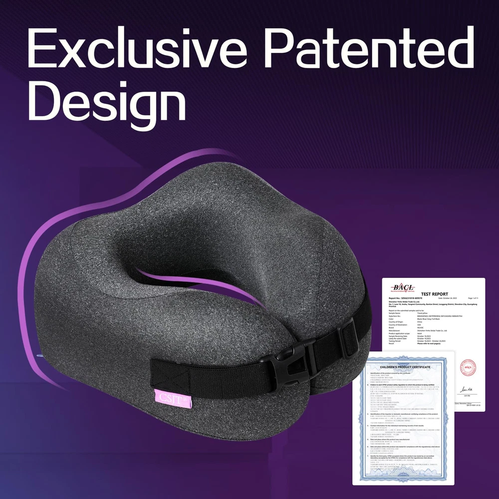 Travel Pillow Vac Compressed Memory Foam Neck Pillow Airplane,Comfortable,Nec...