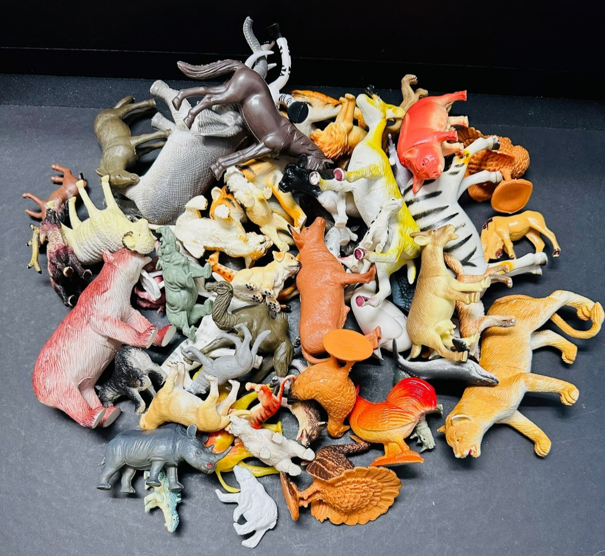 Lot 53+ Toy Animals Figure Zoo Wildlife Ocean Sea Farm Safari Hard Plastic 2.5Lb