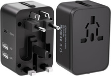 Travel Plug Adapter with 2 USB A 1 USB C,Universal All in One Worldwide Travel A