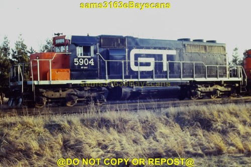 ORIGINAL SLIDE GRAND TRUNK WESTERN RR SD40 EXTRA 5904 EAST E LANSING MI 1970