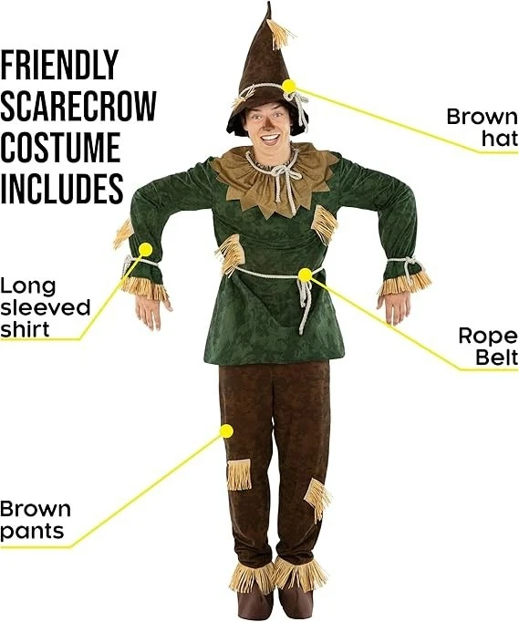 Мужской дружественный костюм пугало костюм взрослый Wizard of Oz наряд для Хэллоуина M - 3XL - Изображение 2 из 4