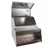 24.5"x28.4"x30" Side Mount Semi Truck Tool Box w/ Saddle Step Open Wide Design