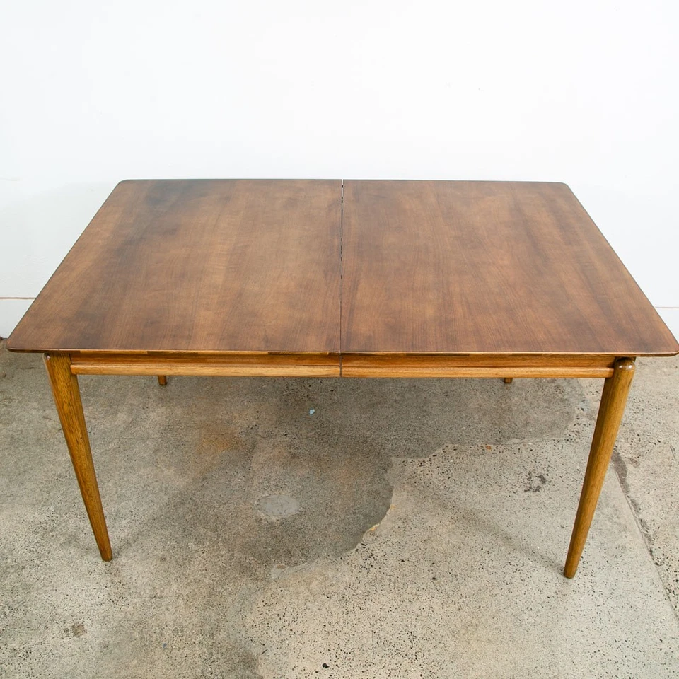 Mid Century 现代餐桌 Drexel 核桃加长叶 x3 矩形 M 厘米 — 第 4/4 张图片