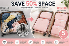 5PCS Packing Cubes Set Travel Luggage Organiser Bags Suitcase Storage Save Space