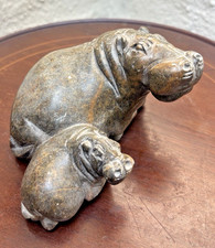 Hippo Parent Child Mother Baby Stone Carving Likely Serpentine Africa Vintage