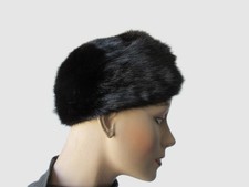 Women's Sz 21.5" S Black Mink Fur Hat MINT 