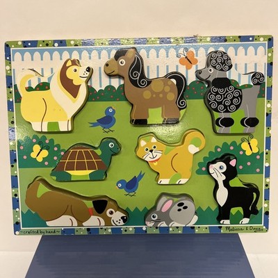Melissa & Doug Wooden Peg Puzzle Pets Animals Toddler Preschool Learning Toy
