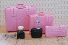 1990s BARBIE DOLL FASHION LUGGAGE SET Pink Suitcase Travel Tote Bags/Camera lot