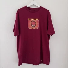 Vintage Y2K Spitfire Wheels Skater T Shirt - Short Sleeve Red - Size XL - Aus 