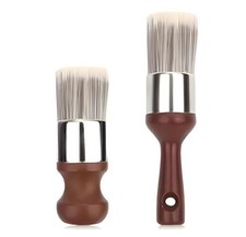 2pcs Furniture Salve Brush, Soft Bristles Ergonomic Handle Leather and Wood