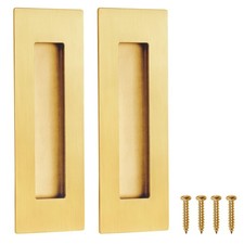 2 PCS Recessed Finger Flush Pulls Sliding Barn Door Brushed Gold 6 Inch