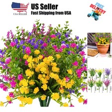 12 Bundles Outdoor Artificial Fake Flowers UV Resistant No Fade Boxwood Faux ...