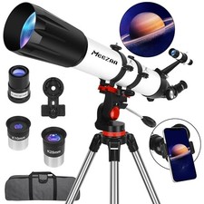 90mm Aperture 800mm Refractor Telescope with AZ Mount, Tripod  Phone Adapter