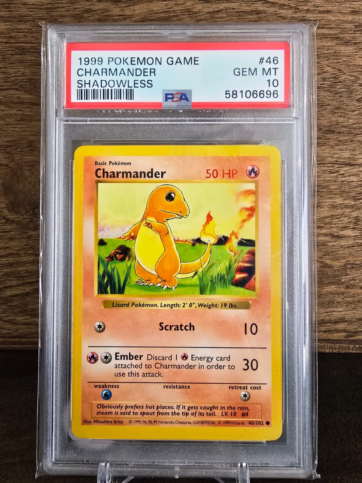 Pokemon Card Charmander Base Set Shadowless #46 PSA 10 Gem Mint