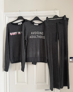 Wildfox 2 x Jumpers 1 x Bottom Grey Knit Lounge Outfit XS (Worn by UK6/8)