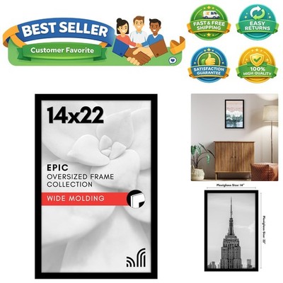 14x22 Picture Frame with Polished Plexiglass - Black Picture Frame - Wide Pho...