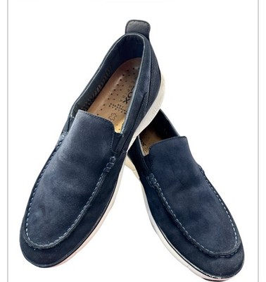 Geox Respira Shoes Mens Size 12 Blue Suede Loafers Moccasin Comfort 45 EU