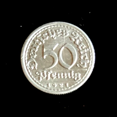 50 Pfennig Deutsches Reich 1921 F Weimarer Republik vorzüglich Top erhalten vz - Bild 1 von 2
