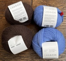 Job Lot Sandnes Garn Cashmere X4 50g Balls Pure Luxury Cashmere Yarn Blue Brown