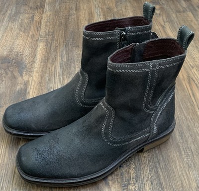 Roan By Bed Stu Men's Crestone 2 Suede Leather Ankle Boots Black Distressed Sz 9