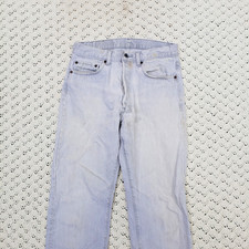 Vtg Levis 501 Straight Leg Light Grey Wash Distressed Denim Jeans USA Made 32x30